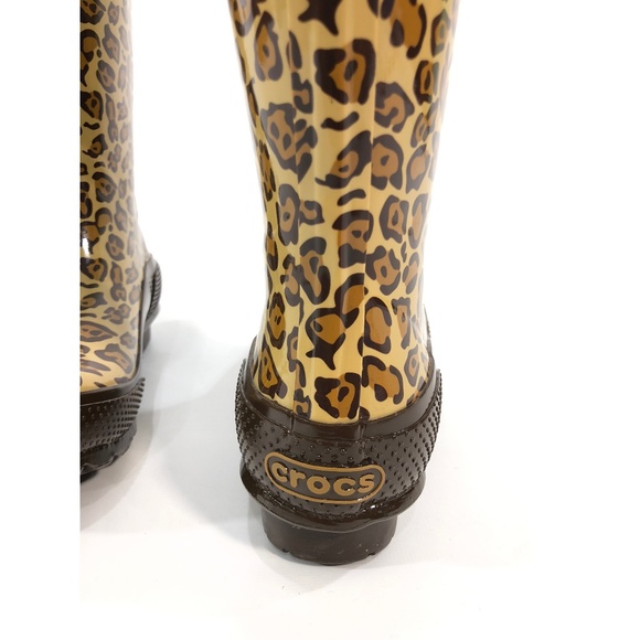 Crocs WMNS Glossy Leopard Print Tall Rain Boots - Picture 2 of 6